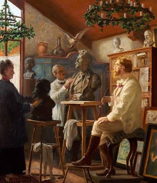 The Painter P. S. Kroyer Is Being Modelled In His Studio In Skagen Oil Painting by Wilhelm Pacht