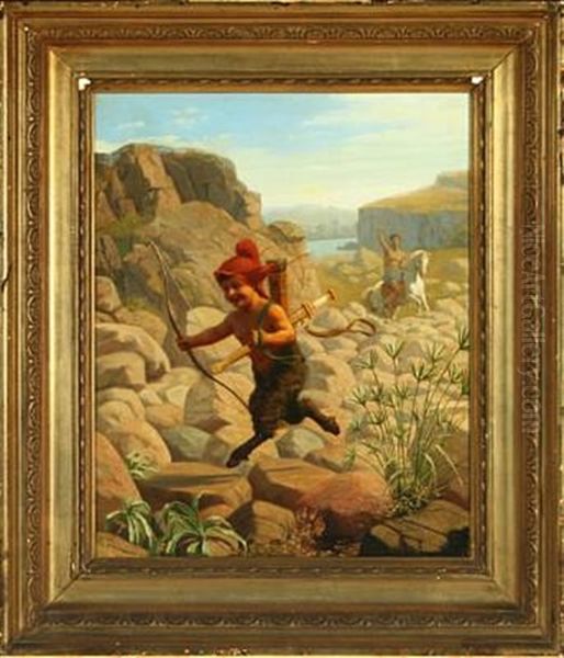 A Pan On The Run Oil Painting by Wilhelm Pacht