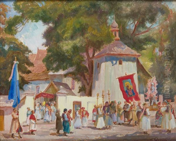 Procession Oil Painting by Stanislaw Paciorek