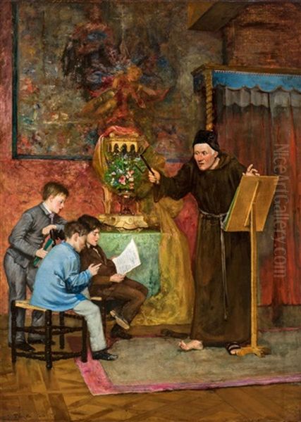 The Singing Lesson Oil Painting by Ferencz (Franz) Paczka