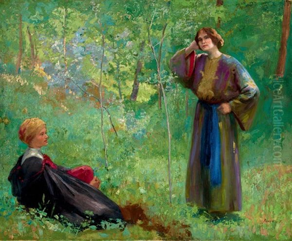 Scene In A Shiny Forest Oil Painting by Ferencz (Franz) Paczka