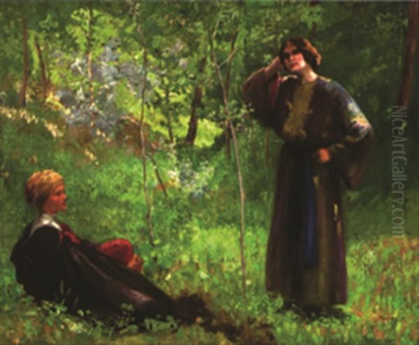 Ungarisches Paar Auf Einer Waldlichtung Oil Painting by Ferencz (Franz) Paczka