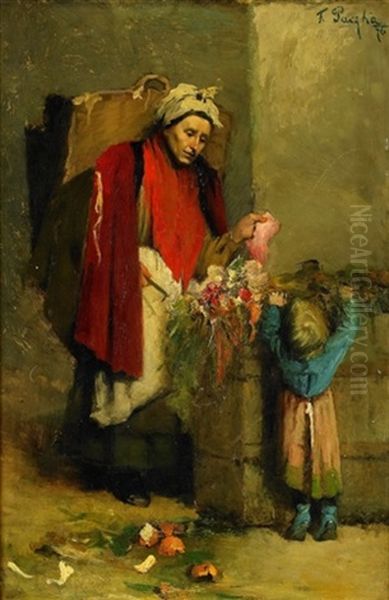 Blomsterforsaljerska Oil Painting by Ferencz (Franz) Paczka