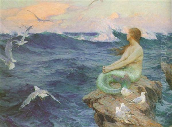 Mermaid Oil Painting by Charles Murray Padday