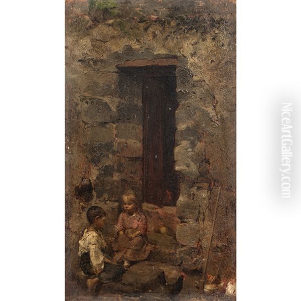 Enfant Sur Un Escalier Oil Painting by Francesco Padovani