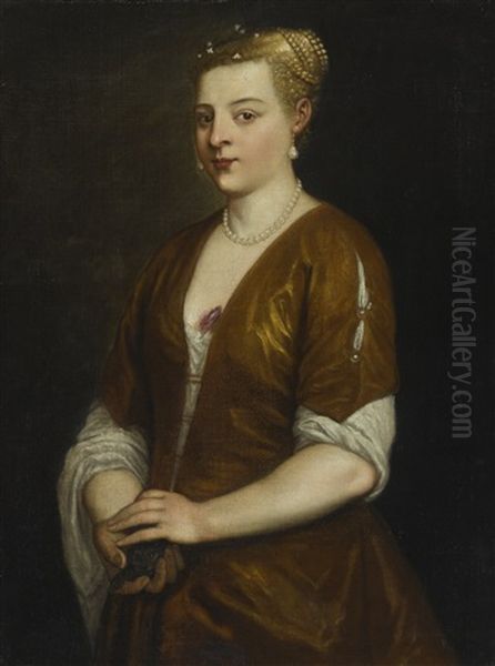 Portrait Of A Lady, Three-quarter Length, Holding A Kitten Oil Painting by  Padovanino