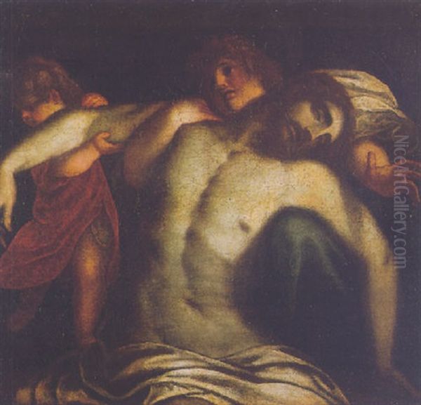 Christ Supported By Angels Oil Painting by Ottavio Padovanino