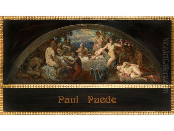 Entwurf Fur Eine Lunette Mit Bacchanal Oil Painting by Paul Paede