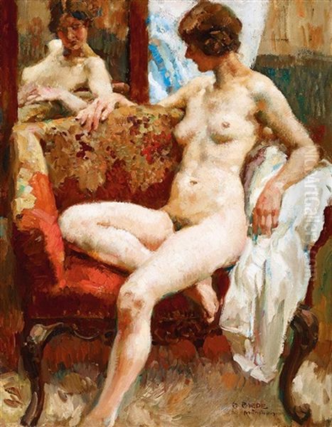 Modell In The Salon Oil Painting by Paul Paede