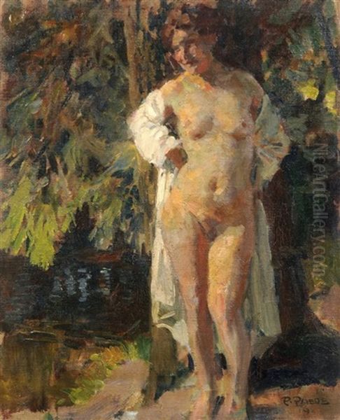 Madchen Mit Badetuch Oil Painting by Paul Paede