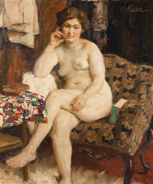 Nude Relaxing Oil Painting by Paul Paede