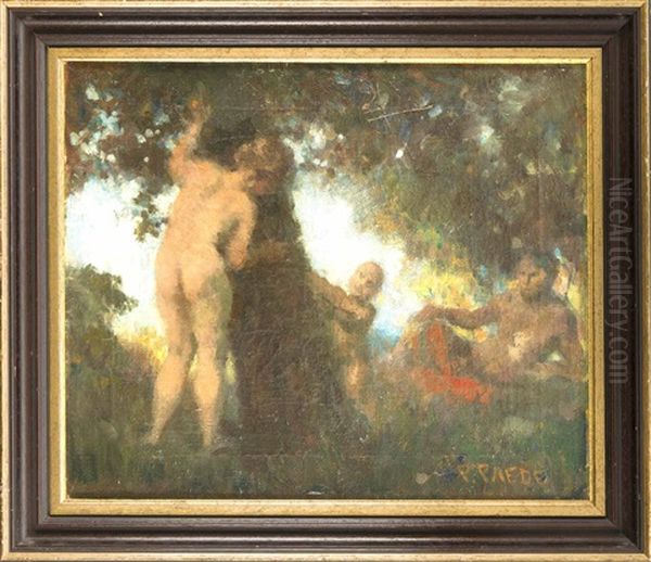 Faune Und Madchen Oil Painting by Paul Paede