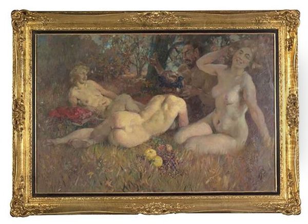 Faun Und Nymphen Oil Painting by Paul Paede