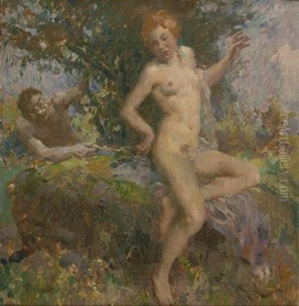 Neckender Faun Oil Painting by Paul Paede