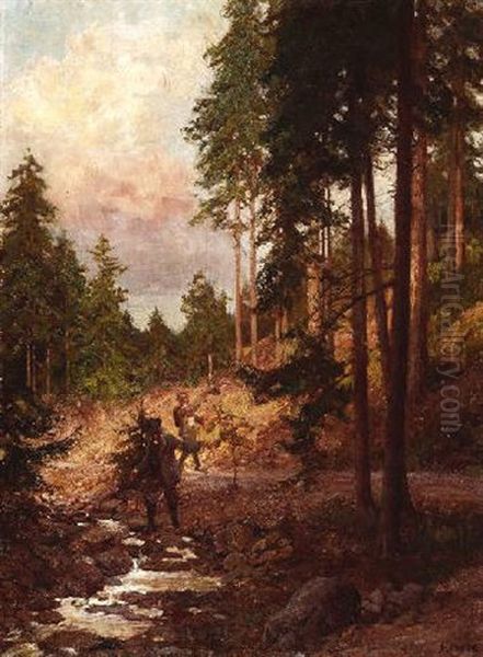 Jager Im Wald Oil Painting by Paul Paede