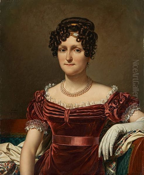 Elegante Au Collier De Perles Oil Painting by Joseph Paelinck