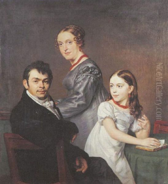 Portrait De Famille Oil Painting by Joseph Paelinck