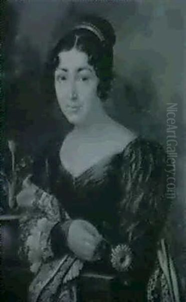 Portrait De Jeune Femme Oil Painting by Joseph Paelinck