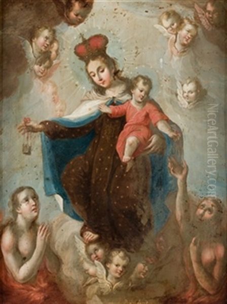 Virgen Del Carmen Oil Painting by Jose De Paez