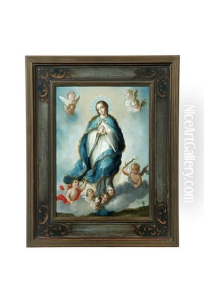 Ascension Of The Virgin Mary Oil Painting by Jose De Paez