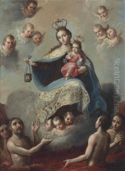 Virgen Del Carmen Oil Painting by Jose De Paez