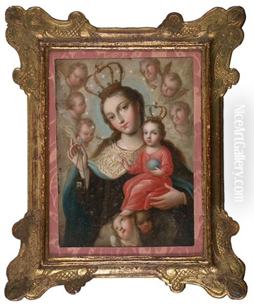 La Virgen Del Carmen Oil Painting by Jose De Paez