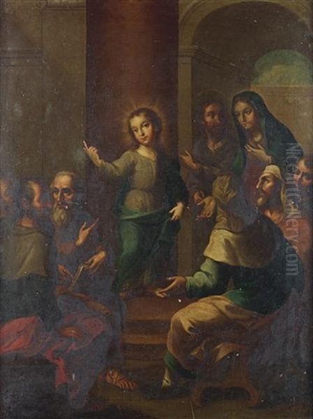 Christ Among The Doctors Oil Painting by Jose De Paez