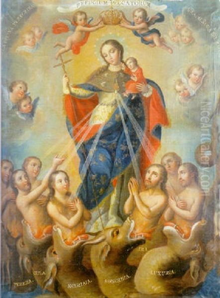 La Divina Peregrina, Nuestra Senora Del Refugio Oil Painting by Jose De Paez