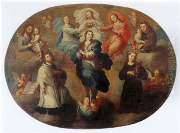 Coronacion De La Virgen Oil Painting by Jose De Paez