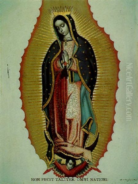 Virgen De Guadalupe Oil Painting by Jose De Paez