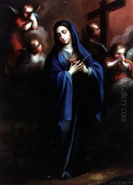 The Sorrow Of The Virgin Mary Oil Painting by Jose De Paez