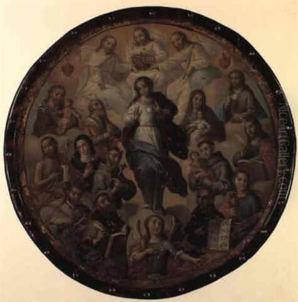 Coronacion De La Virgen (esudo De Monja) Oil Painting by Jose De Paez