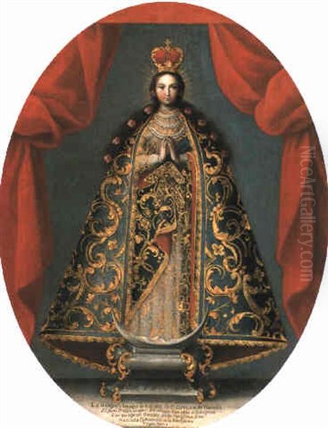 Nuestra Senora De Ocotlan De Tlaxcala Oil Painting by Jose De Paez