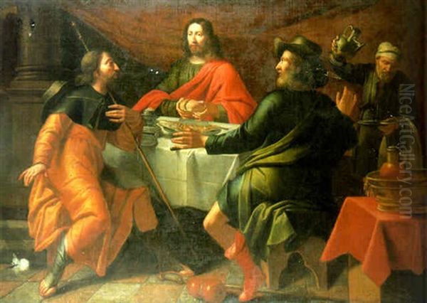 Christ At Emmaus Oil Painting by Gregorio Pagani