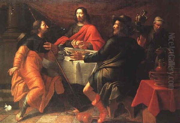 Christ At Emmaus Oil Painting by Gregorio Pagani