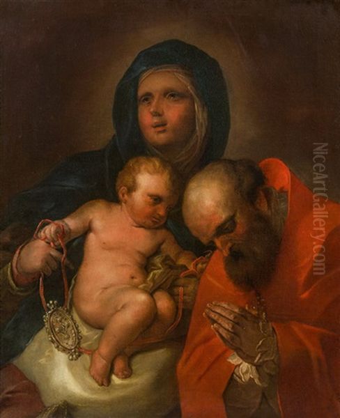 Madonna Mit Kind, Hl. Liborius Oil Painting by Paolo Pagani