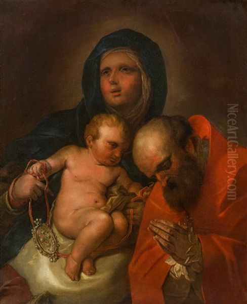 Madonna Mit Kind Und Hl. Liborius Oil Painting by Paolo Pagani