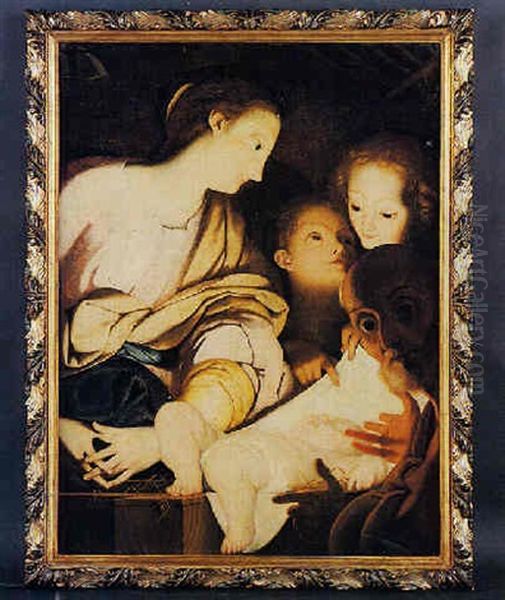 La Nativita Con La Sacra Famiglia E San Giovannino Oil Painting by Paolo Pagani