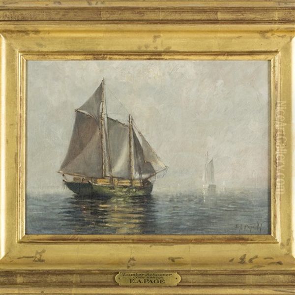 Lumber Schooner, Lynn Harbor Oil Painting by Edward A. Page