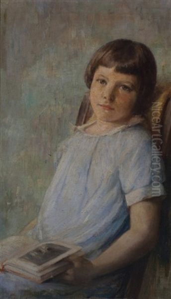 Portrait Of A Seated Young Girl Oil Painting by Marie Danforth Page