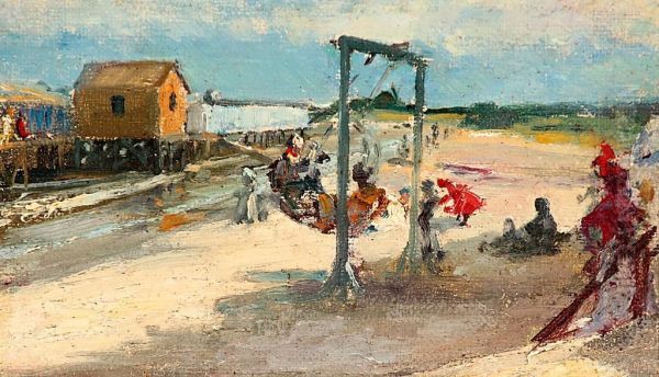 Un Columpio En El Balneario De Pocitos, Uruguay Oil Painting by Pedro Blanes Viale