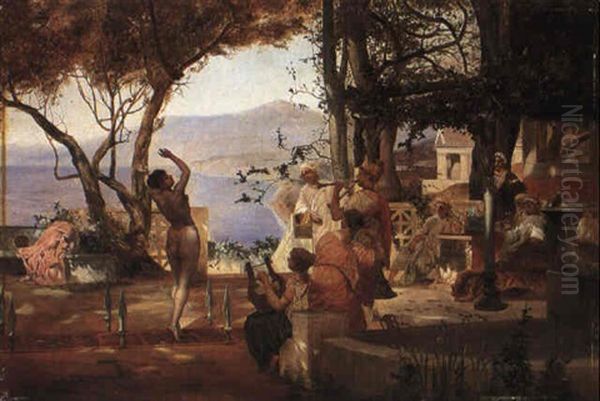 Turkish Village With Dancer Oil Painting by William Page