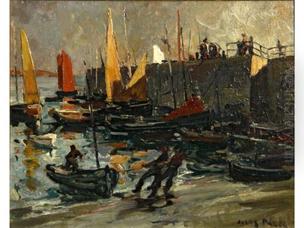 Port Of Quiberon, Brittany Oil Painting by Jules Eugene Pages