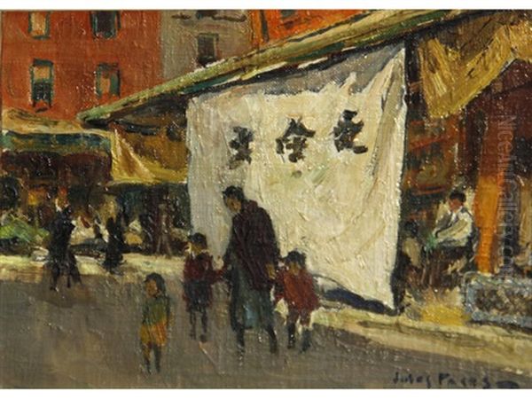 Out For A Walk, Chinatown, San Francisco Oil Painting by Jules Eugene Pages