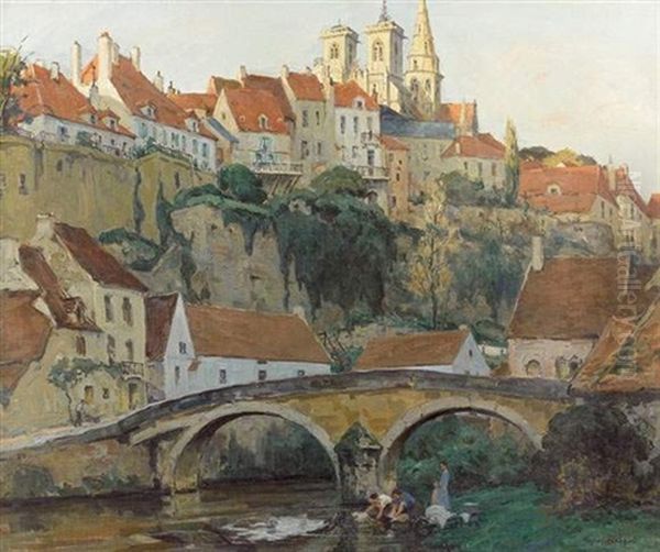 Lavandieres A Semur En Auxois Oil Painting by Jules Eugene Pages