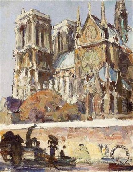 Paris, Notre Dame Oil Painting by Jules Eugene Pages