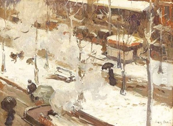 Neige A Paris Oil Painting by Jules Eugene Pages