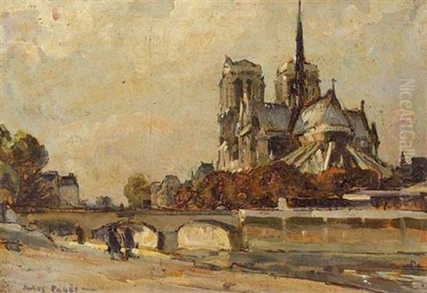 Paris, Notre Dame Oil Painting by Jules Eugene Pages