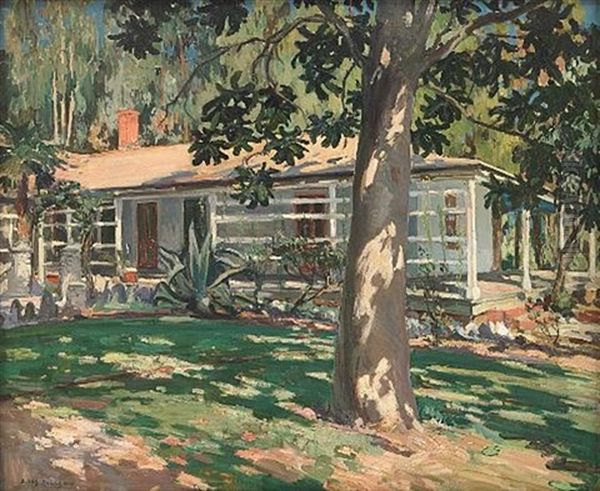 Adobe House, Rancho Santa Anita Oil Painting by Jules Eugene Pages