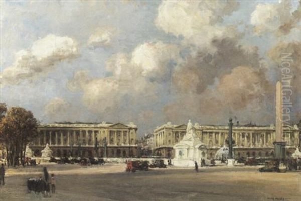 Place De La Concorde, Paris Oil Painting by Jules Eugene Pages